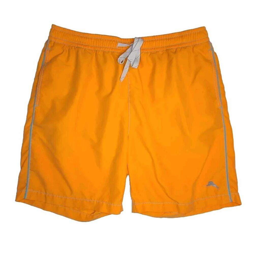 Tommy Bahama Nylon Swim Trunks Mens Large Cargo Board Shorts Marlin Logo Orange